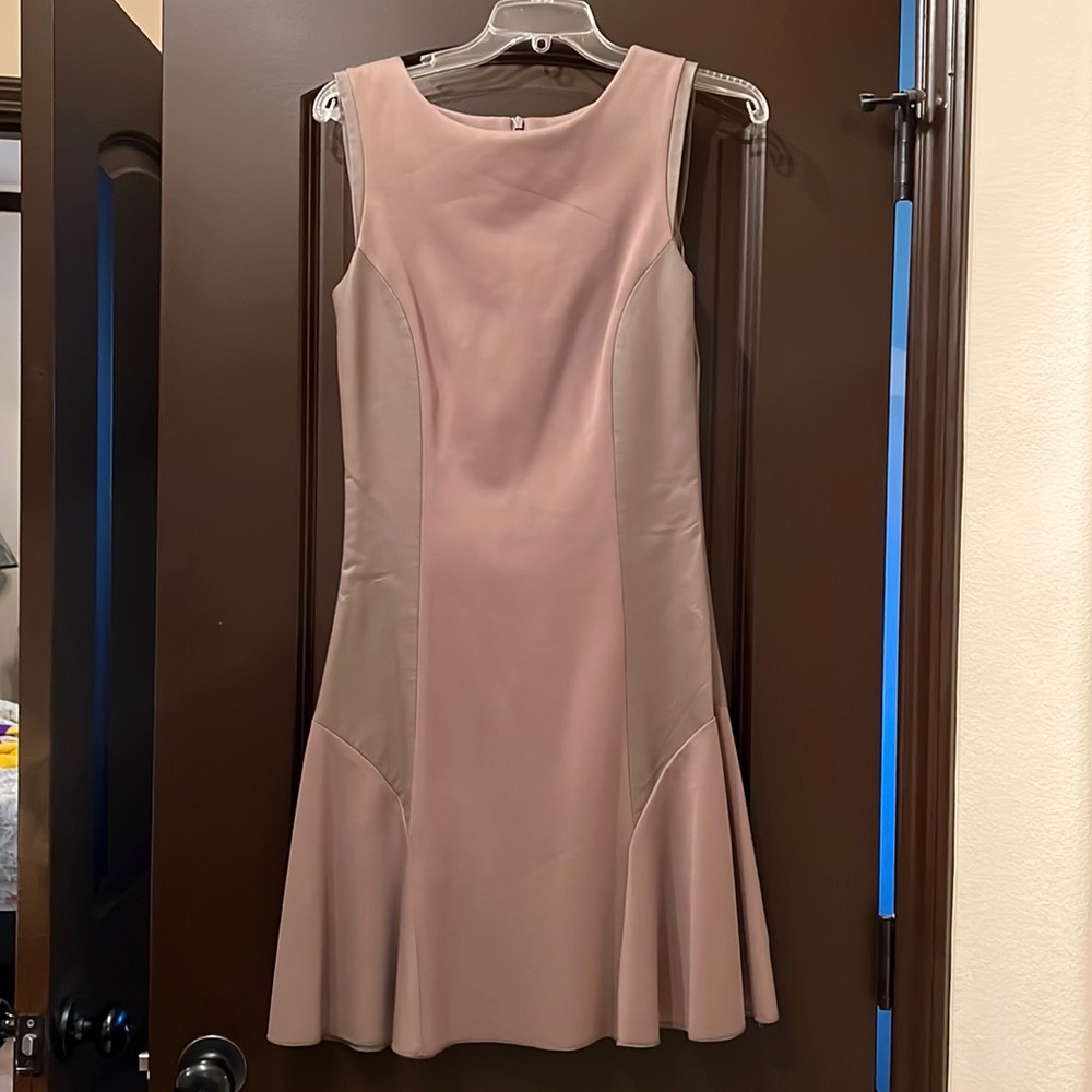 Antonio Melani leather blend tape brown dress XS 0